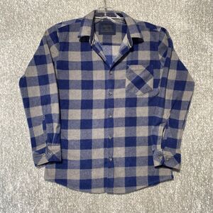 Nomad Flannel Shirt Plaid Button Up‎ Long Sleeve Blue Gray Kids Size M